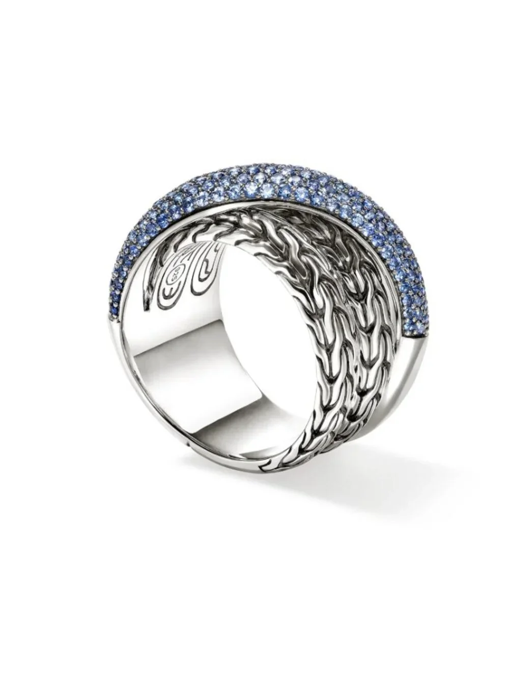 JH Essential Pavé Crossover Ring, Sterling Silver, Gemstones